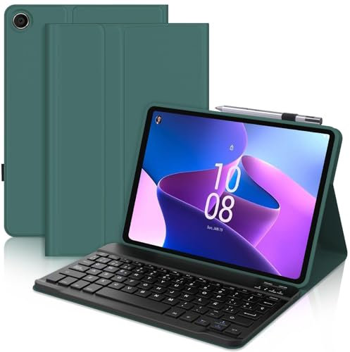 JADEMALL Funda con Teclado para Lenovo Tab M10 3rd Gen 10.1, Teclado Magnético Extraíble Inalámbrico Bluetooth con Español Ñ para Tablet Lenovo Tab M10 (3.ª Generación) 10.1 Pulgadas, Verde Oscuro