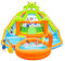 WELLFUNTIME Parc gonflable à double toboggans avec souffleur, château gonflable avec canon à eau, piscine à dinosaures, château de grenouille, mur d'escalade, panier de basket-ball, parc aquatique
