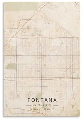 LZTEN Fontana Poster mit Karte der Vereinigten Staaten, Vintage-Druck, Poster für Zimmer, Ästhetik, Leinwand, Wandkunst, Poster und Druck, ungerahmt, 40 x 60 cm