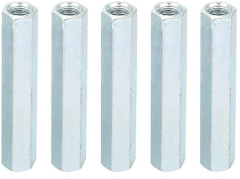 Laroal 5 Tuercas de Acoplamiento hexagonales de Varilla Larga M8 de 65 mm, Rosca Interna, Pilar de Hierro Hexagonal de Doble Extremo, Tuercas hexagonales galvanizadas