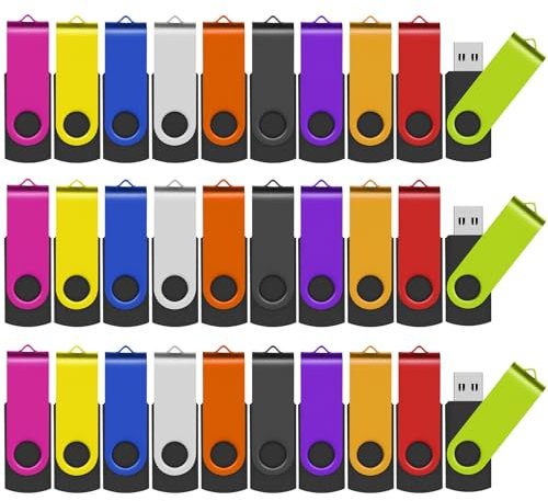 AreTop Memoria USB de 1 GB, paquete de 50 unidades, memoria USB 2.0 con cordón de rotación para almacenamiento de datos de PC/portátil/tableta