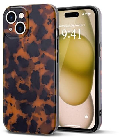 Teageo for Amber Leopard Print Case for iPhone 13, Slim Fashion Shockproof Protective Cover with Camera Protection Stylish Girls Women Case for iPhone 13, Brown Amber Leopard Print