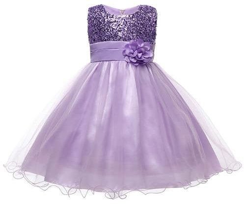 Vestido de niña de flores con lentejuelas, vestido de princesa, fiesta, boda, vestido de tul, sin mangas, cumpleaños, vestido de noche para niños, elegante vestido de fiesta, Color lila claro., 7-8