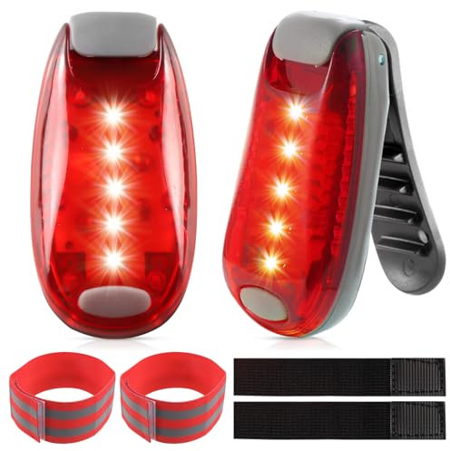 ertlutw LED Sicherheitslicht 2er Set,Blinklicht Schulranzen Licht, LED Reflektoren Kinder Led Clip für Kinder Rucksack, Kinderwagen,Jogger, Flashing Lights