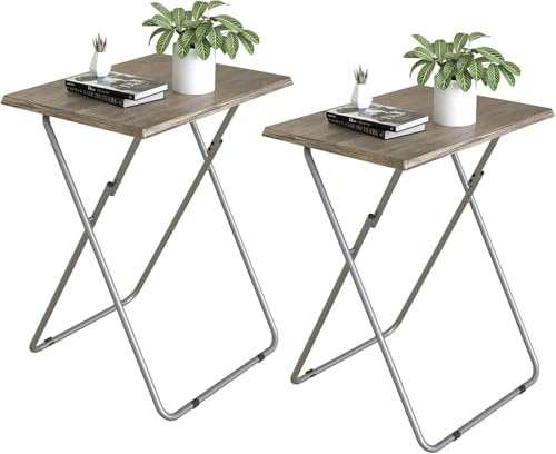 Beistelltisch Klappbar, Balkontisch Klappbar, Klapptisch Klein, Foldable Table, Kleiner Beistelltisch Outdoor, Für Wohnzimmer Esszimmer Terrasse Garten, Rechteckig, 3D Holzmuster (2pcs), 37x47x66cm