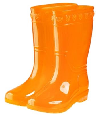 SHCHNA Impermeabili Stivali Da Pioggia Trasparenti Da Donna Con Tubo Centrale, Scarpe Da Acqua Impermeabili E Antiscivolo Scarpe da Pioggia(Oranje,36)