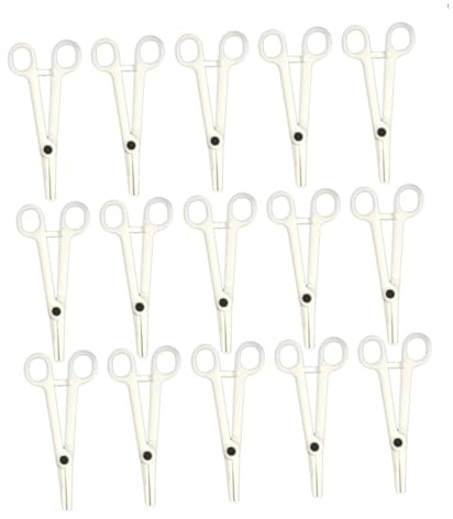Pinze Perforanti Usa e Getta 15 Pezzi in Plastica Bianca | Confezione Singola, Azione di Foratura Fluida, Regolazione Completa, per Naso e Sopracciglia, Silicone