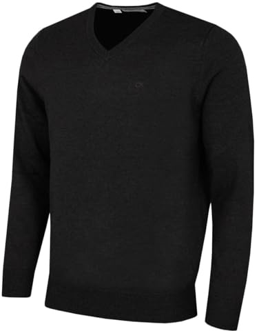 Calvin Klein Mens V-Neck Soft Cotton Sweater - Graphite - L