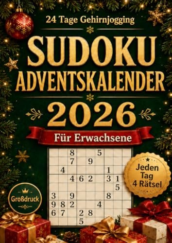 Sudoku Adventskalender für Erwachsene & Senioren A4 - Großdruck: Sudoku-Weihnachtskalender für Erwachsene - 96 Rätsel in großer, gut lesbarer Schrift