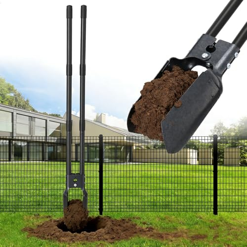 Post Hole Digger, 54” Manual Plant Hole Digging Tool for Gardening, Soil Plugging, Cultivating, Weeding,Heavy Duty Metal Holes Digger Tool with Sharp Blade for Fence Installation Bulbs Planting