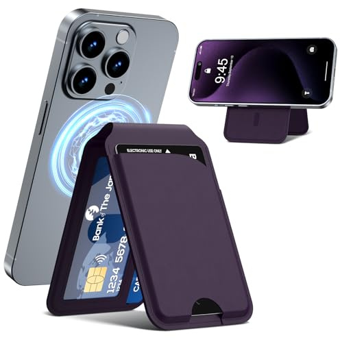 Frapkom Eistungsstarker Verstellbarer Halter für iPhone 17/16/15/14/13/12 Serie Telefon-Wallet mit ID-Fenster, RFID-Blockierung (lila)