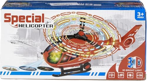 Special 3D LED Helicopter Toy for Kids – Interactive Bump & Go Rescue Helicopter with Rotating Light Blades, 3D Galaxy Cockpit, and Target Projection – Battery Operated Toy for Toddlers & Children