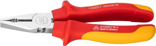 HAZET VDE-Kombinationszange 1850VDE-33 I Induktiv gehärtete Schneiden (Härte: 60 HRC) I Schutzisoliert I Ergonomischer 2-Komponenten-Griff I für präzises schneiden und halten von Materialien