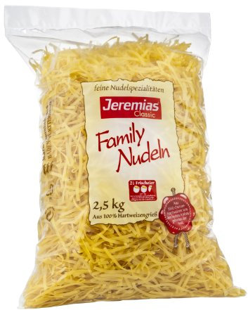 Jeremias Bandnudeln 4 mm, Family Frischei-Nudeln, 1er Pack (1 x 2.5 kg Beutel)