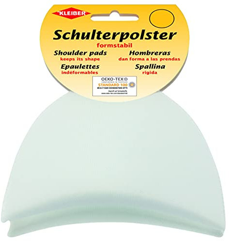 Kleiber KH 8 Haken-und Flauschband Schulterpolster Halbmond, 50% Polyamid, Weiß, 9,5 x 11,5 x 4,5 cm