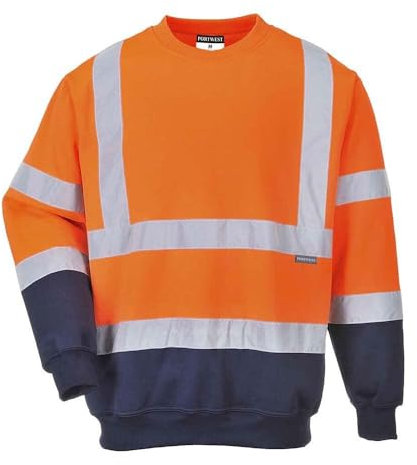 Portwest B306 Felpa Bicolore Hi-Vis, Arancione/Navy, L