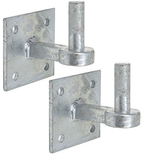 2X Heavy Duty Galvanised 19mm Hook Plates - Farm/Field Gate Square Hanger Pin Hinges