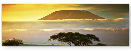 Paul Sinus Art Leinwandbilder | Bilder Leinwand 120x40cm Landschaft Kilimanjaro in Afrika