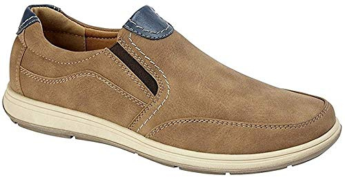 Scimitar Atlanta Twin Gusset Slipon Mens Loafer Flats Casual Trainer Shoes (10 UK, Tan Brown)