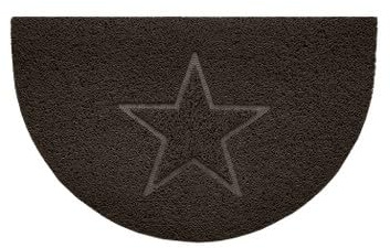 Nicoman Embossed Halfmoon Half Circle Door Mat Dirt-Trapper Jet-Washable Doormat 70x44cm (Brown, STAR Shape) - Use Indoor or Sheltered Outdoor