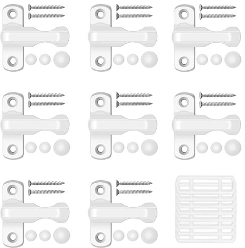 eSynic Professional 8Pcs Sash Jammer Set Sash Blocker Jammer Strong Zinc Cast Alloy Sash Jammer Restrictor Sash Jammer Window Restrictors Perfect for Various UPVC/PVC Doors and Windows etc