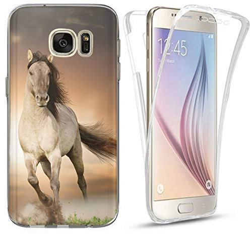 CoverHeld Hülle für Apple iPhone 6 / 6s Premium Handyhülle 1005 Pferd Braun Weiß Hengst Silikon Fullbody 360 Grad Rundum SchutzHülle Softcase HandyCover Hülle für Apple iPhone 6 / 6s