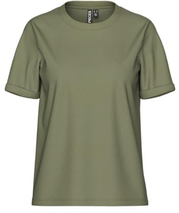 Pieces NOS Women's Pcria Ss Fold Up Solid Tee Noos Bc T-Shirt Not Applicable, Deep Lichen Green, S
