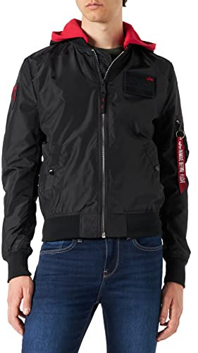 ALPHA INDUSTRIES Herren MA-1 TT Hood Custom Bomberjacke, Black, XL
