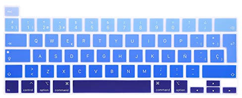 MMDW Funda de teclado español para MacBook Pro de 13 pulgadas A2338 A2289 A2251/Pro de 16 pulgadas A2141 con Retina Touch ID 2020 2019, piel protectora de silicona, diseño de la UE
