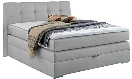Möbel Jack Boxspringbett Polsterbett Doppelbett | 140x200 cm | Grau | Bonellfederkernmatratze