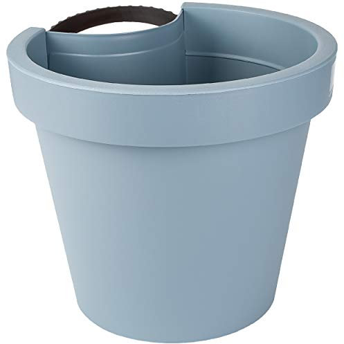 alles-meine.de GmbH Blumentopf - Modell & Farbwahl - Rohr & Stangen - Blumenkasten - grau - dunkelgrau/graublau - RUND - 24 cm - Regenrohr/Fallrohr - Pflanzgefäß - Geländer /..