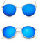 WQZYY&ASDCD Sonnenbrille Herren Damen Metallrahmen Brille Runde Männer Reflektierende Beschichtungsgläser Frauen-Blau