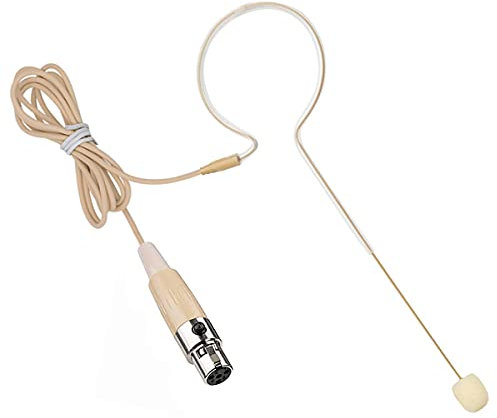 XGWTH Headset Microphone Single Ear Earset Headworn Over Ear Hanging Condenser Omnidirectional Mic Compatible with Shure Wireless System Bodypack Transmitter with 1.2m Cable Mini XLR 4 Pin TA4F Plug