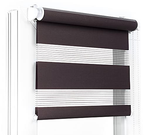 Fenster DEKOR - Rollos für Fenster Schokolade - Klemmfix Rollo ohne Bohren B110 x H150 [cm] - Doppelrollo mit Einer Breiten Auswahl an Größen und Farben - Blickdichte Rollos, einfach zu montieren