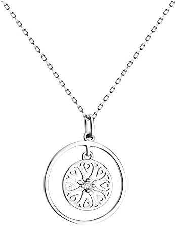 Sofia Milani - Damen Halskette 925 Silber - mit Zirkonia Steinen - Kreis Anhänger - N0378