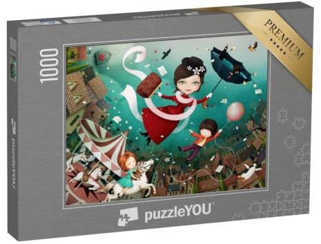 puzzleYOU: Puzzle 1000 Teile „Digitale Illustration: Motiv nach dem Märchen von Mary Poppins“ – aus der Puzzle-Kollektion Fabel, Fantasy
