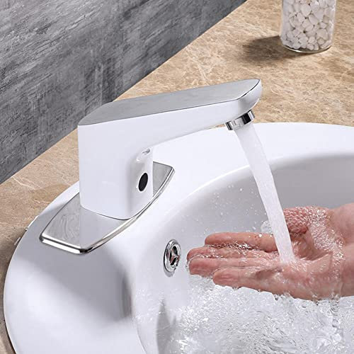 Automatischer Sensor Wasserhahn Infrarot weiß Automatisch Mischbatterie warm und kalt waschtischarmatur für bad batteriebetrieben