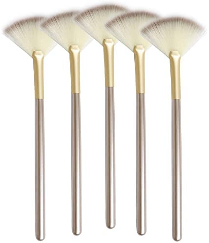 Slim Soft Facial Fan Brush,Makeup Cosmetic Multi Use, Mask Acid Applicator for Glycolic Peel Masques,Chemical Peel Brush,Pack of 5