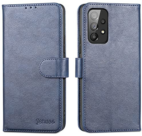 Jenuos für Samsung Galaxy A53 5G Hülle Leder Handyhülle Magnet Klapphülle,Kartenfächer Lederhülle Wallet Flip Schutzhülle kompatibel mit Samsung Galaxy A53 5G 6,5-Blau(A53-SG-DE)