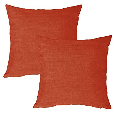 Haus und Deko Kissenbezug 40x40 cm Terracotta Leinen-Optik 2er Set Kissenbezüge einfarbig für Schlafzimmer Wohnzimmer Kissenhülle versteckter Reißverschluss Dekoratives Sofakissen