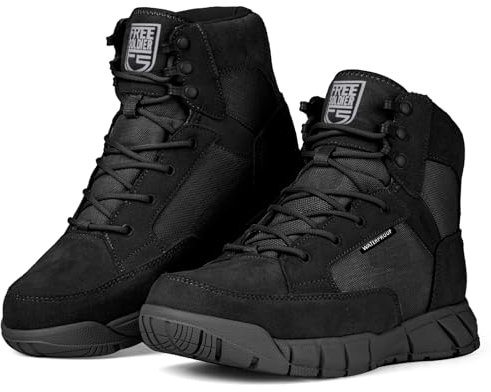 FREE SOLDIER Stivali da Uomo Ultraleggeri Stivali da Lavoro Tattici Militari 6 inch High-Tops Stivali da Neve Traspiranti Traspiranti per Camminare a Piedi (Nero 44 EU)