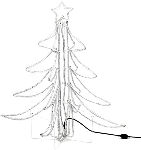 vidaXL LED Weihnachtsbaum 3 STK., Klappbar Beleuchtet Tannenbaum, Lichtschlauch Weihnachtsdeko, Weihnachtsbeleuchtung für Innen Außen, Warmweiß 87x87x93cm
