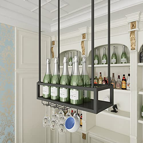 AYVADA Schwarzes Weinregal, zu Hause hängende Stemware-Champagner-Gläserregale, Bar-Restaurant-Weinflaschenhalter abgehängte Decke Weinglas-Aufbewahrungsregal Metall-Upside-Down-Weinregal (Size : 1