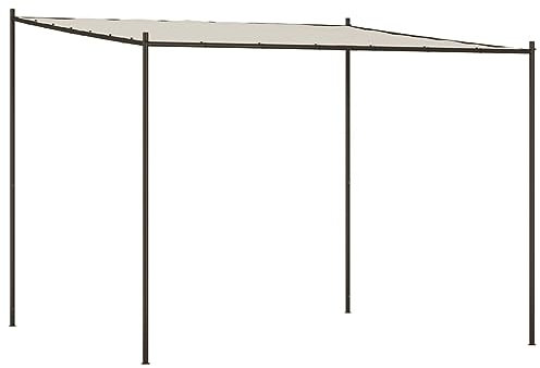 vidaXL Pavillon, Gartenpavillon Überdachung Stahlrahmen, Pergola Vordach für Terrasse Garten, Partyzelt Sonnnenschutz, Weiß 3x3m 180g/m² Stoff Stahl