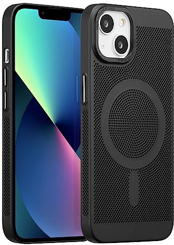 ZCDAYE Hülle für iPhone 13 Unterstützt kabelloses Laden, Atmungsaktiv iPhone 13 Handyhülle PC Leichte Dünne Schutzhülle Case Handytasche für iPhone 13 (6.1 inches), Schwarz