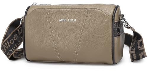 Miss Lulu Petits Sacs à Bandoulière pour Femmes, Sacs Portés Épaule, en Cuir, Sac à Main pour Dames avec Courroie Large et Réglable (Marron)