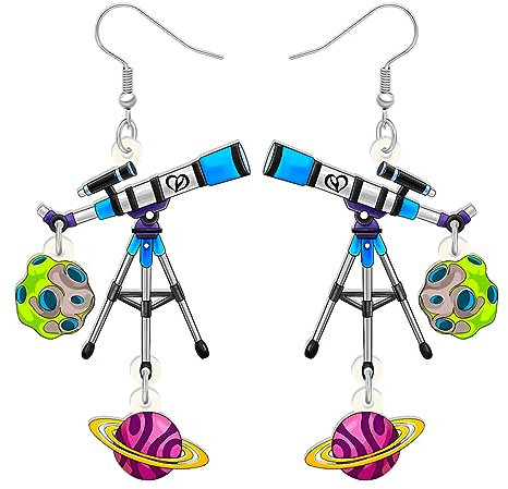 LONYOO Acryl Thema Ohrringe Baumeln Zurück zu Schule Schmuck lustig Physik Chemie Astronomie Geschenke für Lehrer Frauen Mädchen (Astronomie)