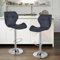 Lot de 2 Tabourets de Bar, Chaises Haut, Hauteur Réglable, Revêtement en PU, Rotatif sur 360°, avec Dossier et Repose-Pieds, Pied Chromé, 49 x 35 x 107-127 cm (Noir)