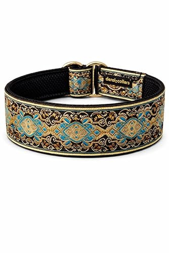 Hundehalsband extrabreit 5cm Zugstopp mit weicher Polsterung verstellbar Martingale Windhunde-Halsband stabil (bis 52cm Hals- 58cm Kopfumfang inkl 6cm Zugstopp)