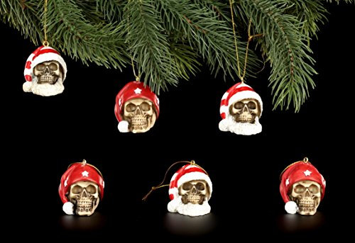 Figuren Shop GmbH Adornos para árbol de Navidad, diseño de calaveras, mezcla de 6 unidades